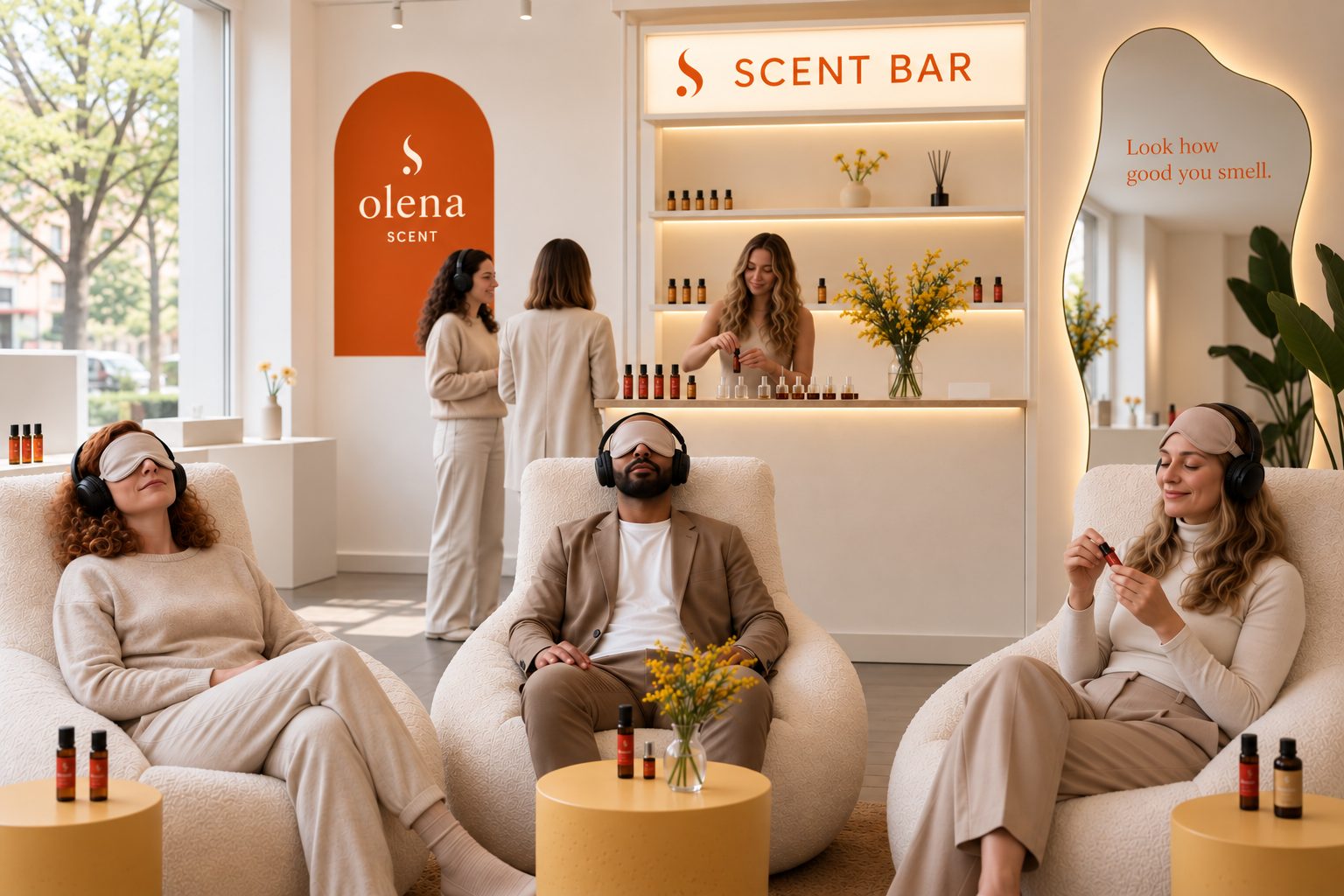 Visualisierung: Scent Bar mit Sesseln zum Ankommen